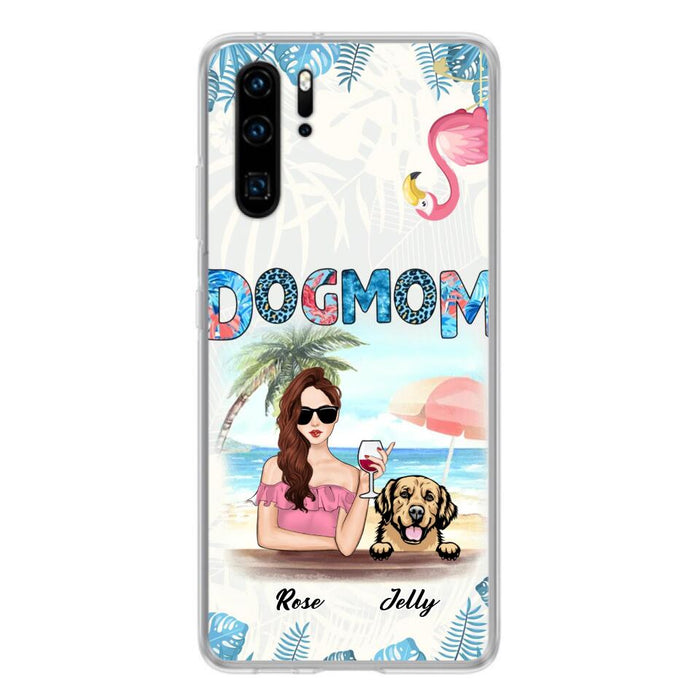 Custom Personalized Dog Mom Summer Patterned Phone Case - Upto 4 Dogs - Gift Idea For Dog Mom - Case For Xiaomi, Oppo And Huawei