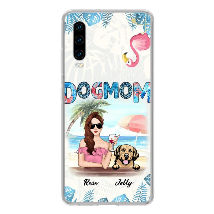 Custom Personalized Dog Mom Summer Patterned Phone Case - Upto 4 Dogs - Gift Idea For Dog Mom - Case For Xiaomi, Oppo And Huawei