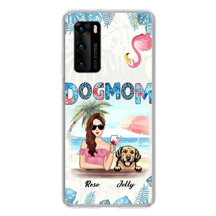 Custom Personalized Dog Mom Summer Patterned Phone Case - Upto 4 Dogs - Gift Idea For Dog Mom - Case For Xiaomi, Oppo And Huawei