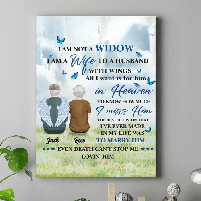 Custom Personalized Couple Canvas - Memorial Gift Idea For Couple - I Am A Wife To A Husband With Wings