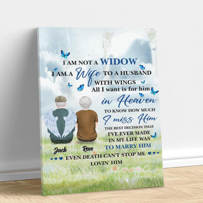 Custom Personalized Couple Canvas - Memorial Gift Idea For Couple - I Am A Wife To A Husband With Wings