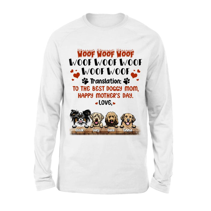 Custom Personalized Dog Mom Shirt - Upto 4 Dogs - Mother's Day Gift For Dog Lovers - To The Best Doggy Mom