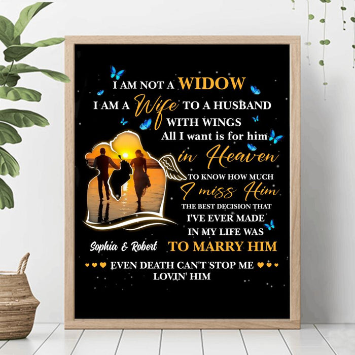 Custom Personalized Couple Poster - Memorial Gift Idea For Couple - I Am A Wife To A Husband With Wings