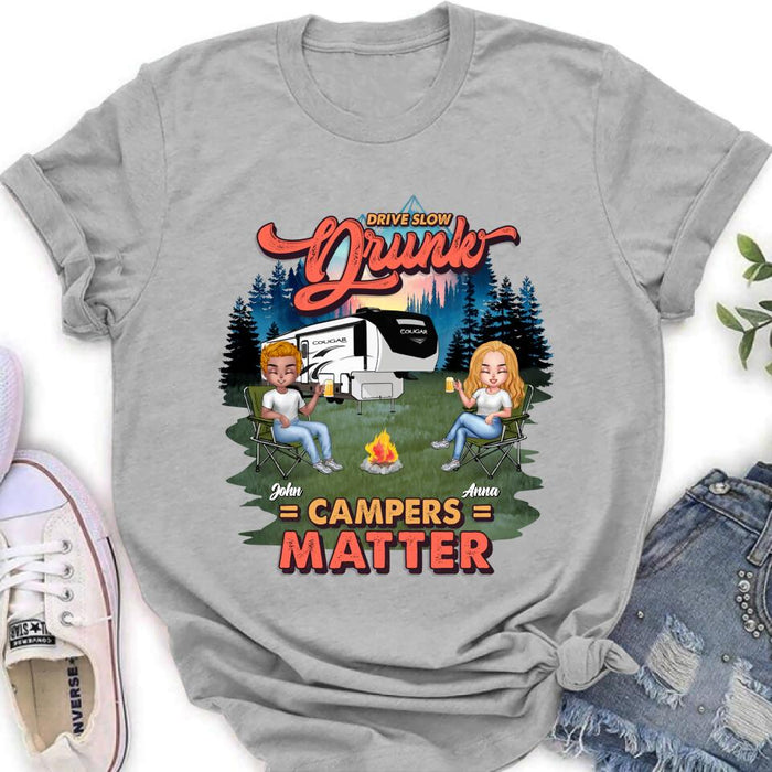 Custom Personalized Camping Unisex/ Hoodie/ Sweatshirt - Gift For Camping Lovers with up to 4 People - What Happens At The Campground Get's Laughed About All Year Long