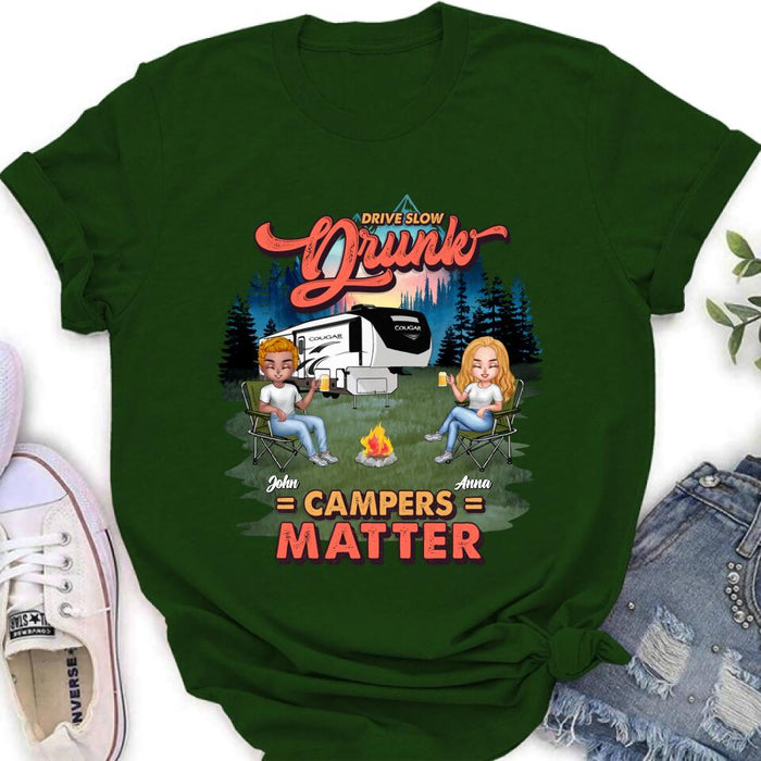 Custom Personalized Camping Unisex/ Hoodie/ Sweatshirt - Gift For Camping Lovers with up to 4 People - What Happens At The Campground Get's Laughed About All Year Long