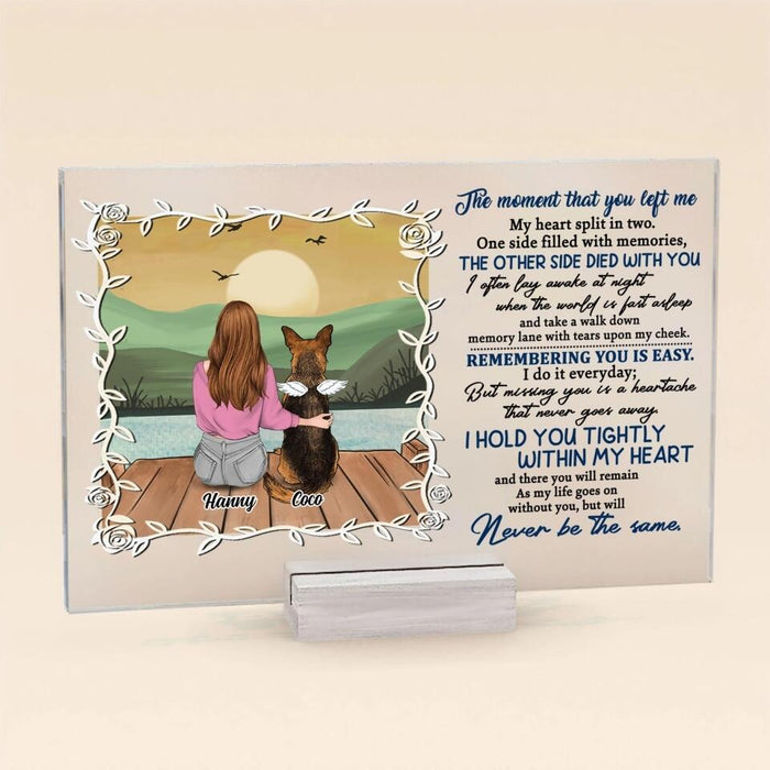 Custom Personalized Memorial Pet Acrylic Plaque - Adult/ Couple With Upto 4 Pets - Gift Idea For Dog/ Cat Lover - The Moment That You Left Me