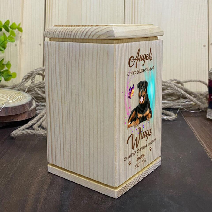 Personalized Photo Cremation Pet Urn - Memorial Gift Idea For Dog Owner - Angels Don't Always Have Wings, Sometimes They Have Whiskers