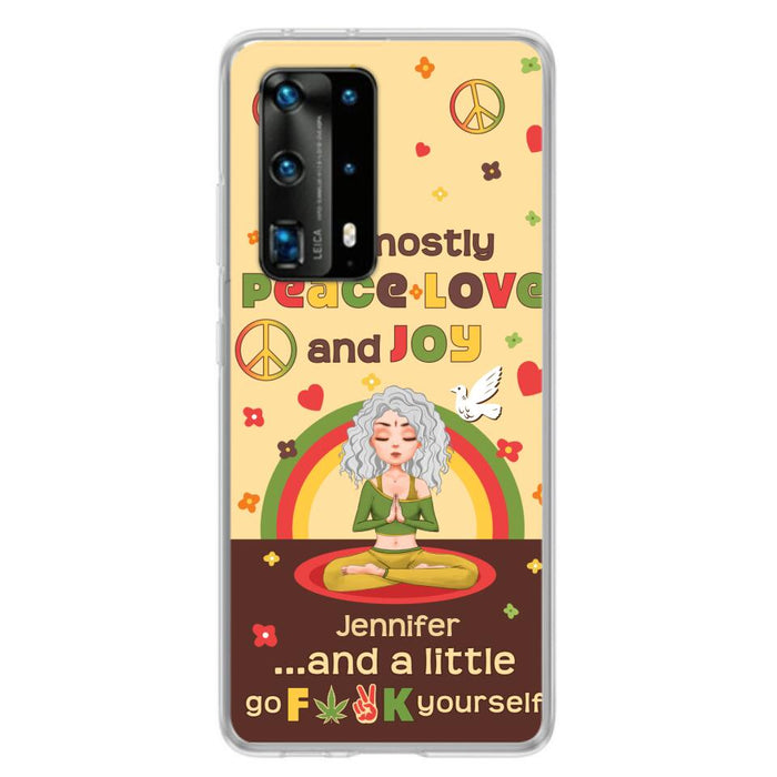 Custom Personalized Yoga Phone Case for Oppo/Xiaomi/Huawei - Gift Idea For Yoga Lover - I'm Mostly Peace Love and Joy