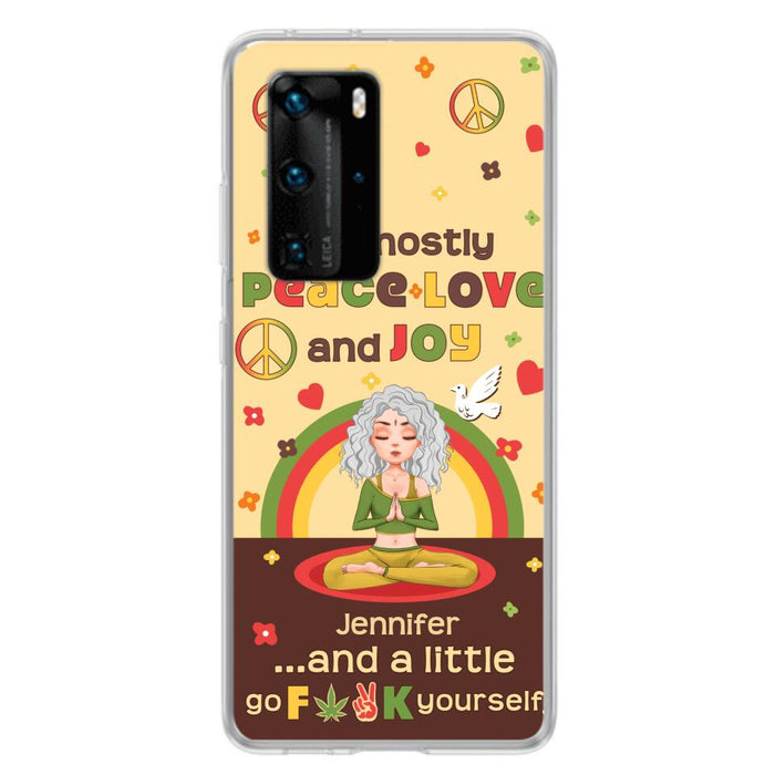 Custom Personalized Yoga Phone Case for Oppo/Xiaomi/Huawei - Gift Idea For Yoga Lover - I'm Mostly Peace Love and Joy