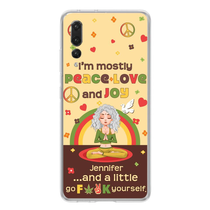 Custom Personalized Yoga Phone Case for Oppo/Xiaomi/Huawei - Gift Idea For Yoga Lover - I'm Mostly Peace Love and Joy