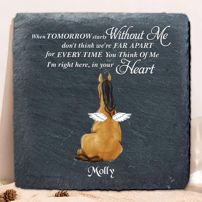 Custom Personalized Memorial Horse Square Lithograph - Horse, Adult/ Couple With Horse - Memorial Gift For Horse Lover - I'm Right Here, In Your Heart