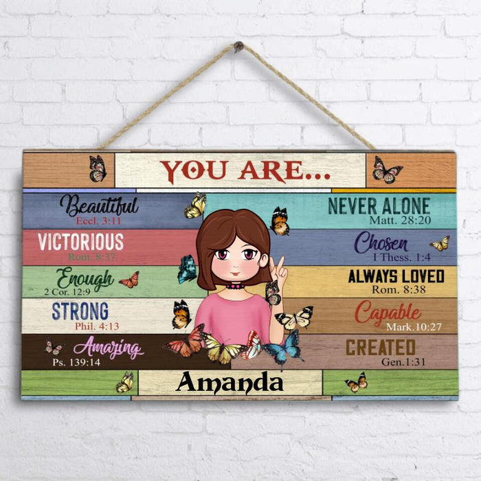 Custom Personalized Hippie Girl Door Sign - She Is Me I Am She - AJXGZC