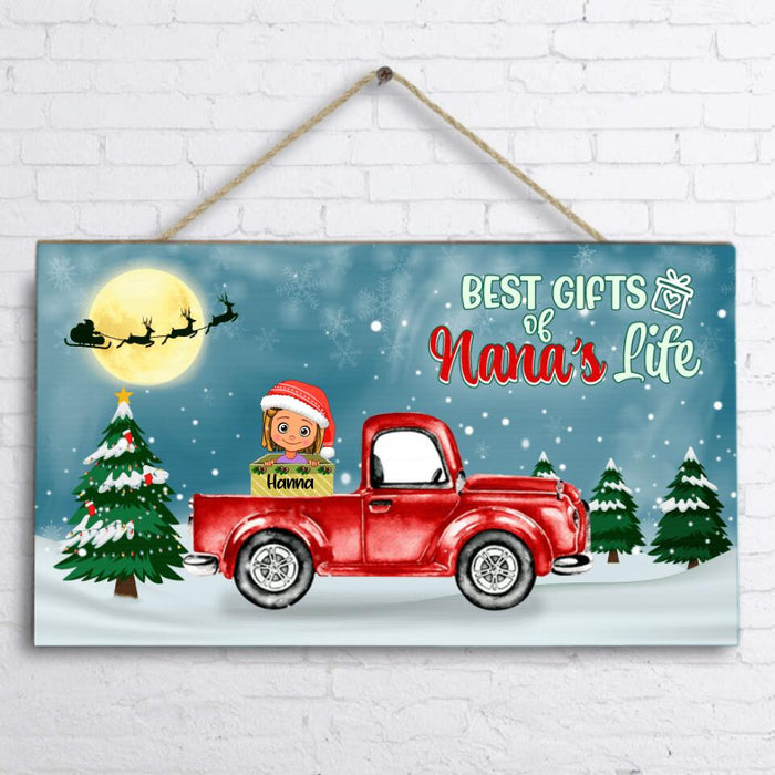 Custom Personalized Nana Christmas's Truck Door Sign - Upto 6 Kids - Best GIft Of Nana's Life