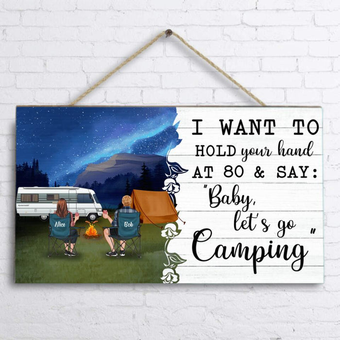 Custom Personalized Camping Doorsign - Gift For Camping Lovers - Couple with up to 4 Pets - I Want To Hold Your Hand