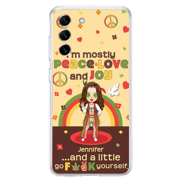 Custom Personalized Chibi Girl Case for iPhone/ Samsung - Gift Idea For Best Friend - I'm Mostly Peace Love and Joy