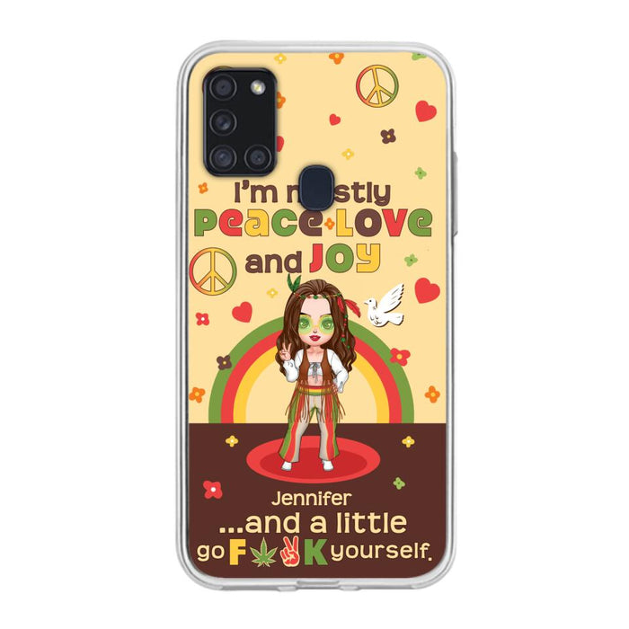 Custom Personalized Chibi Girl Case for iPhone/ Samsung - Gift Idea For Best Friend - I'm Mostly Peace Love and Joy