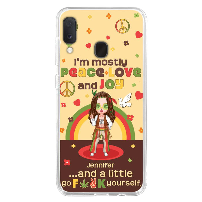 Custom Personalized Chibi Girl Case for iPhone/ Samsung - Gift Idea For Best Friend - I'm Mostly Peace Love and Joy