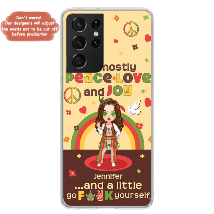 Custom Personalized Chibi Girl Case for iPhone/ Samsung - Gift Idea For Best Friend - I'm Mostly Peace Love and Joy