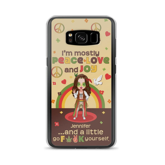 Custom Personalized Chibi Girl Case for iPhone/ Samsung - Gift Idea For Best Friend - I'm Mostly Peace Love and Joy