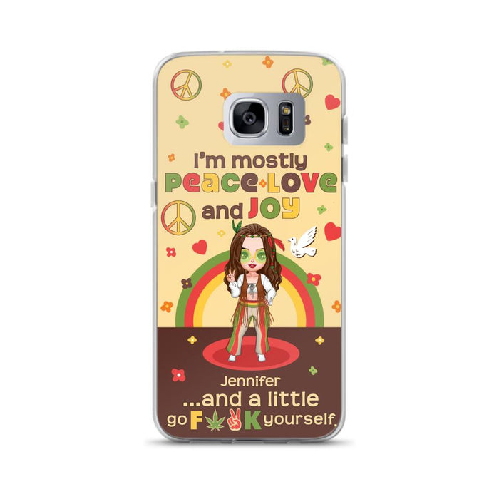 Custom Personalized Chibi Girl Case for iPhone/ Samsung - Gift Idea For Best Friend - I'm Mostly Peace Love and Joy