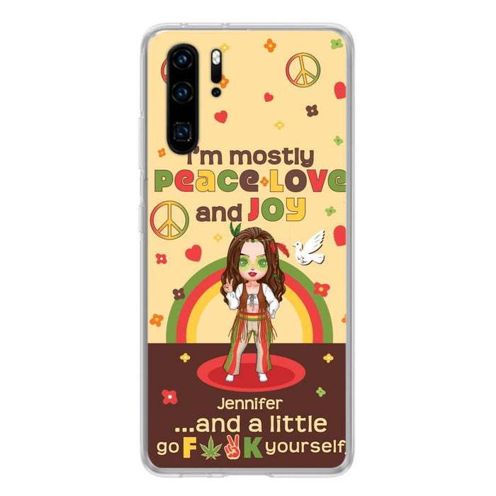 Custom Personalized Chibi Girl Phone Case - Gift Idea For Best Friend - I'm Mostly Peace Love and Joy - Case for Xiaomi/ Oppo/ Huawei