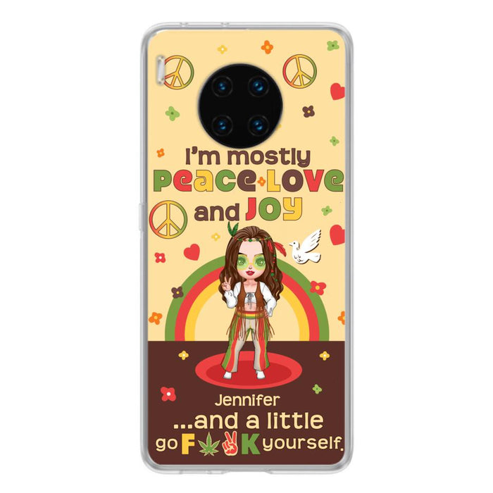 Custom Personalized Chibi Girl Phone Case - Gift Idea For Best Friend - I'm Mostly Peace Love and Joy - Case for Xiaomi/ Oppo/ Huawei