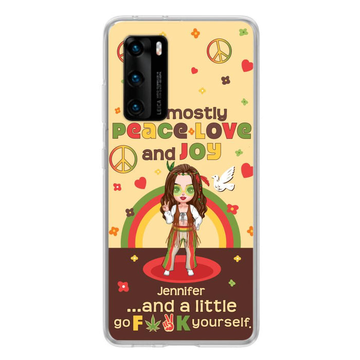 Custom Personalized Chibi Girl Phone Case - Gift Idea For Best Friend - I'm Mostly Peace Love and Joy - Case for Xiaomi/ Oppo/ Huawei