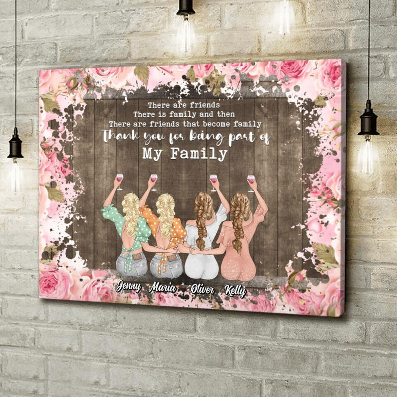 Personalized Friends Canvas - Up to 4 Friends - Gift Idea For Friends/Besties - Thank You For Being Part Of My Family