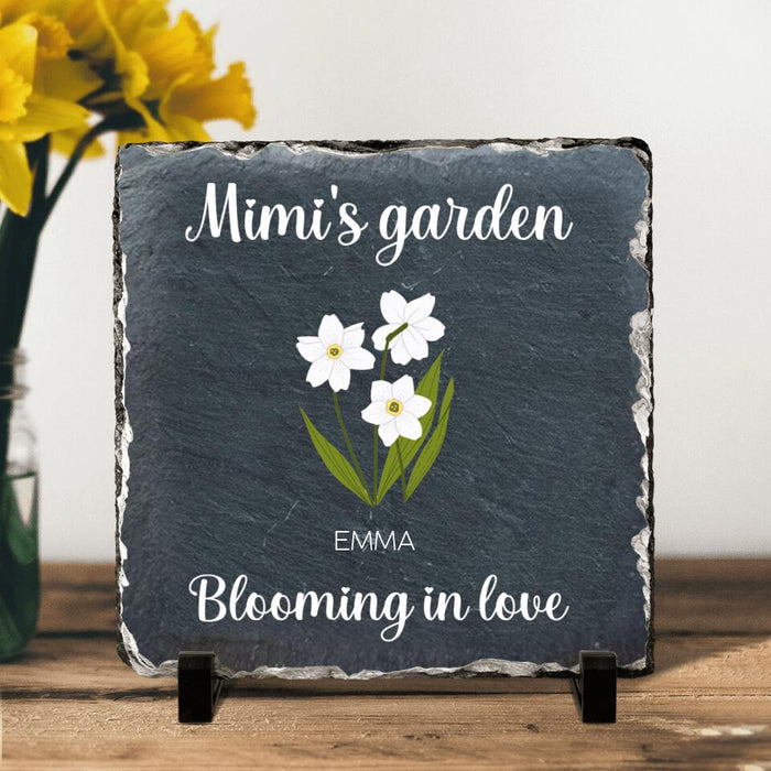 Personalized Mimi's Garden Square Lithograph - Up to 9 Kids - Gift Idea For Grandma/Garden Lover - Blooming In Love