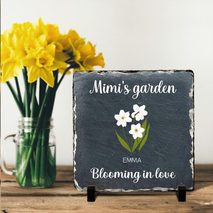 Personalized Mimi's Garden Square Lithograph - Up to 9 Kids - Gift Idea For Grandma/Garden Lover - Blooming In Love