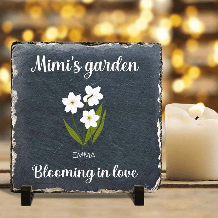 Personalized Mimi's Garden Square Lithograph - Up to 9 Kids - Gift Idea For Grandma/Garden Lover - Blooming In Love