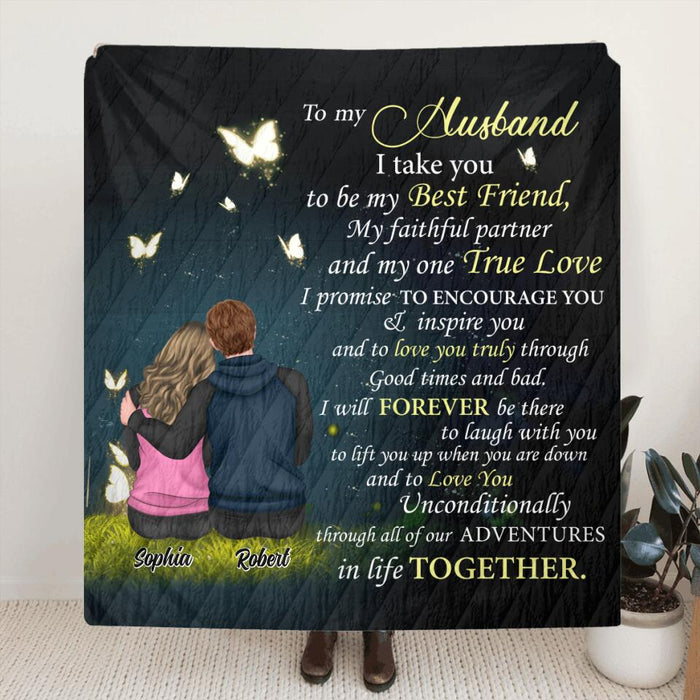 Custom Personalized Couple Fleece/ Quilt Blanket - Gift Idea For Boyfriend/ Girlfriend/ Husband/ Wife - I Take You To Be My Best Friend