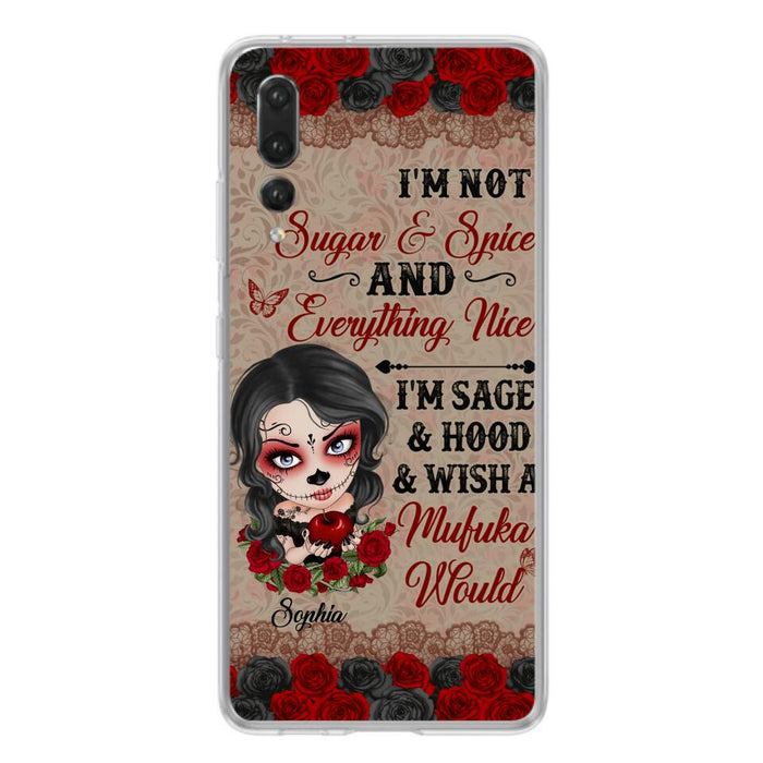 Custom Personalized Skull Girl Phone Case - Halloween Gift For Skull Lover - I'm Not Sugar & Spice - Case For Xiaomi, Oppo And Huawei