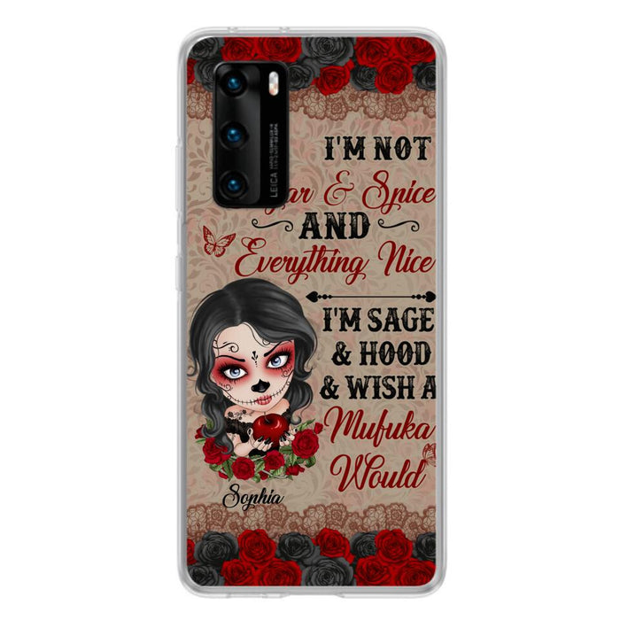 Custom Personalized Skull Girl Phone Case - Halloween Gift For Skull Lover - I'm Not Sugar & Spice - Case For Xiaomi, Oppo And Huawei