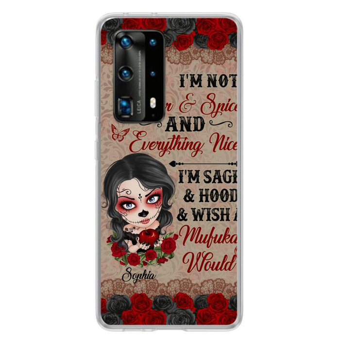 Custom Personalized Skull Girl Phone Case - Halloween Gift For Skull Lover - I'm Not Sugar & Spice - Case For Xiaomi, Oppo And Huawei