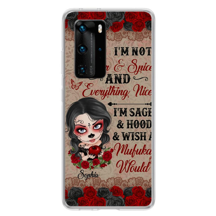 Custom Personalized Skull Girl Phone Case - Halloween Gift For Skull Lover - I'm Not Sugar & Spice - Case For Xiaomi, Oppo And Huawei