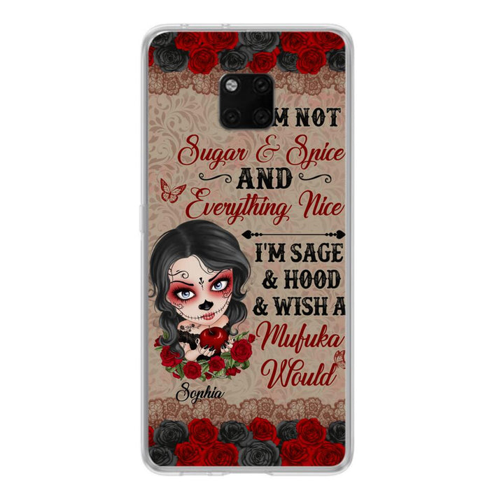 Custom Personalized Skull Girl Phone Case - Halloween Gift For Skull Lover - I'm Not Sugar & Spice - Case For Xiaomi, Oppo And Huawei