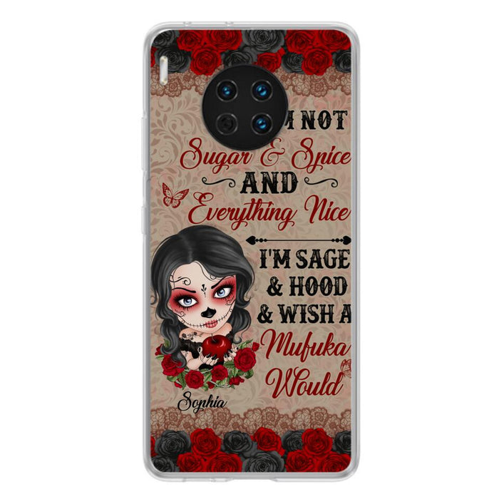 Custom Personalized Skull Girl Phone Case - Halloween Gift For Skull Lover - I'm Not Sugar & Spice - Case For Xiaomi, Oppo And Huawei