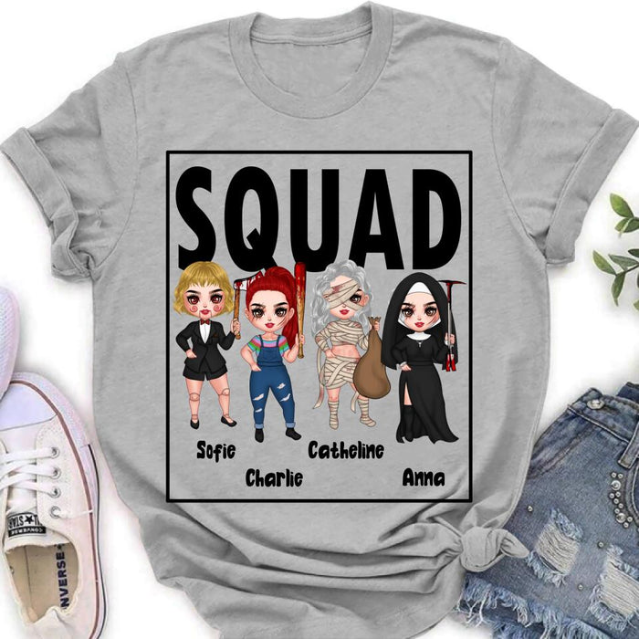 Custom Personalized Squad Goals Halloween Shirt/ Hoodie - Halloween Gift For Friends - Upto 4 Girls