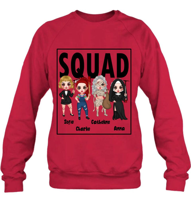 Custom Personalized Squad Goals Halloween Shirt/ Hoodie - Halloween Gift For Friends - Upto 4 Girls