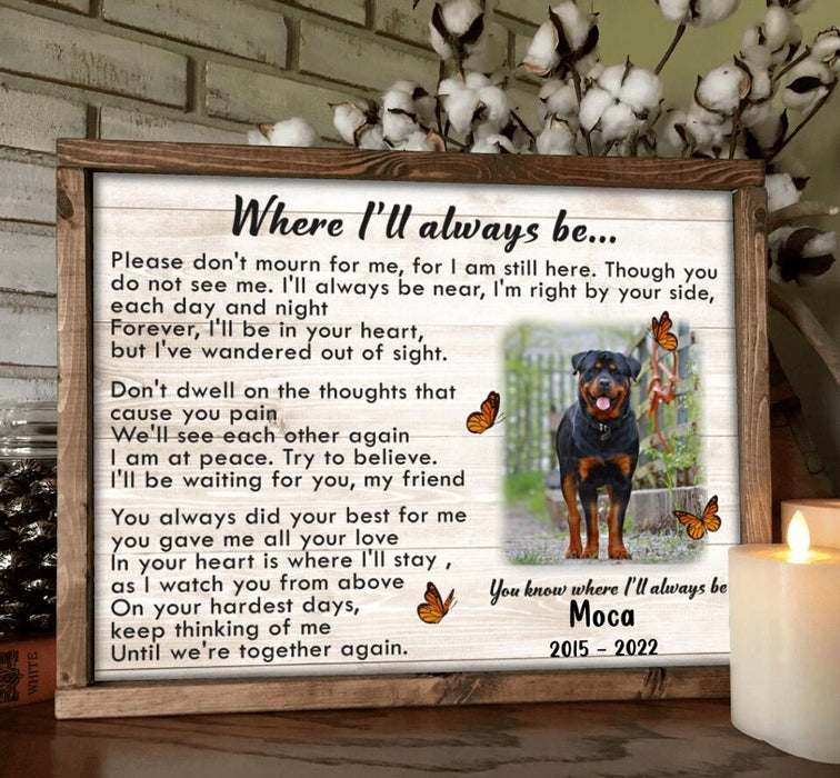 Custom Photo Memorial Pet Poster - Memorial Gift Idea - Where I'll Always Be