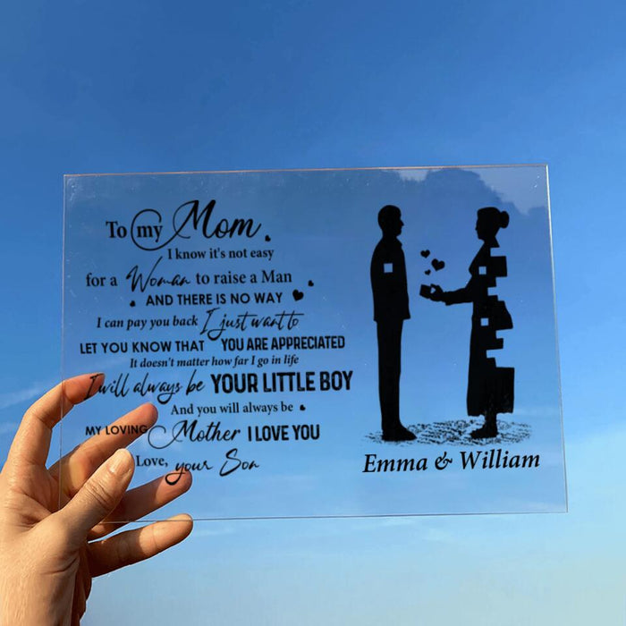 Custom Personalized Mom And Son Acrylic Plaque - Gift Idea For Mother's Day - To My Mom