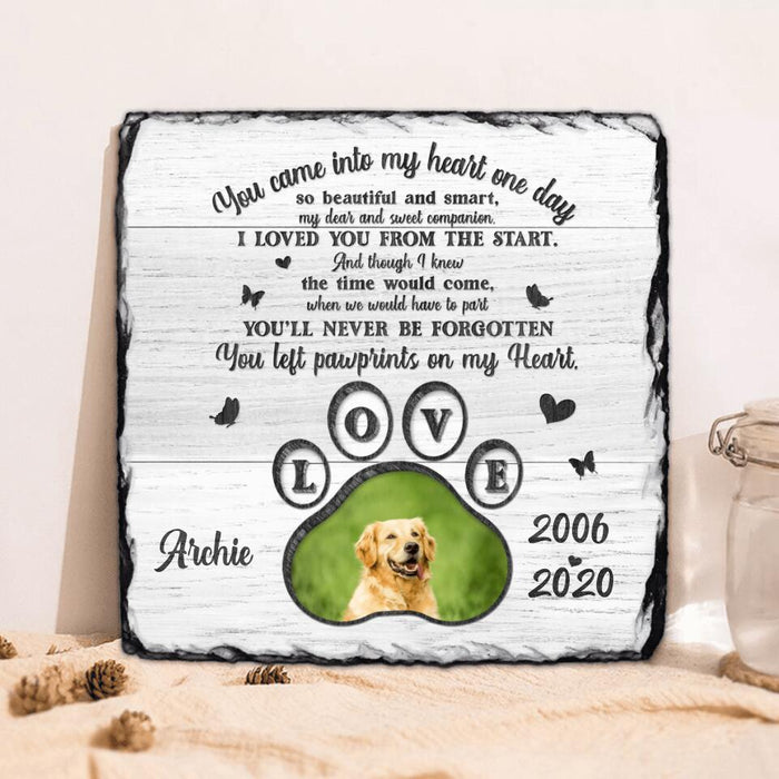 Custom Personalized Memorial Pet Loss Square Lithograph - Gift Idea For Pet Lovers - You Left Paw Prints On My Heart