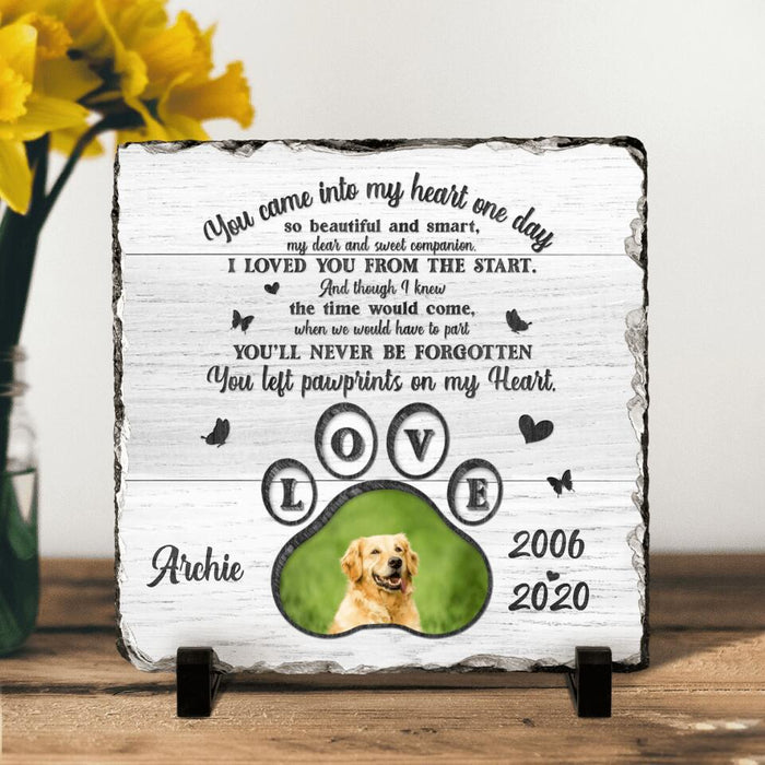 Custom Personalized Memorial Pet Loss Square Lithograph - Gift Idea For Pet Lovers - You Left Paw Prints On My Heart