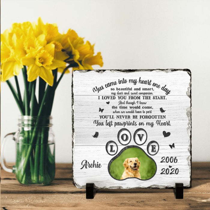 Custom Personalized Memorial Pet Loss Square Lithograph - Gift Idea For Pet Lovers - You Left Paw Prints On My Heart