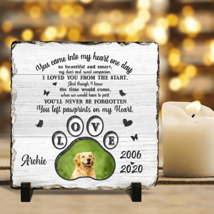 Custom Personalized Memorial Pet Loss Square Lithograph - Gift Idea For Pet Lovers - You Left Paw Prints On My Heart