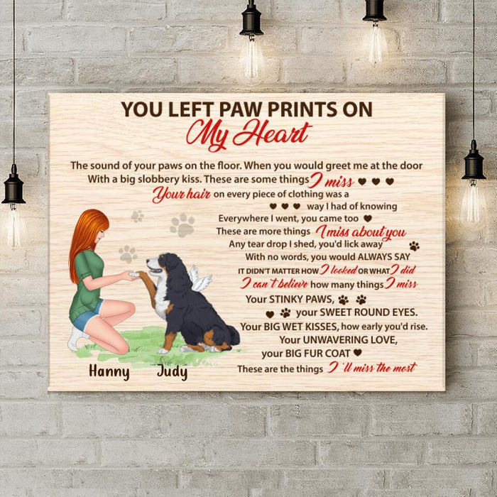 Custom Personalized Memorial Dog Canvas - Memorial Passing Gift For Dog Lover - You Left Paw Prints On My Heart