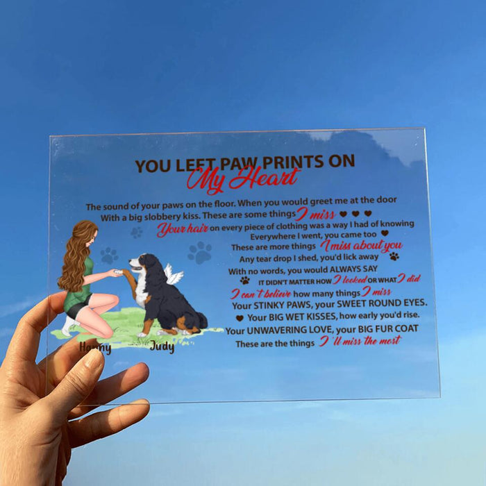 Custom Personalized Memorial Dog Acrylic Plaque - Memorial Passing Gift For Dog Lover - You Left Paw Prints On My Heart