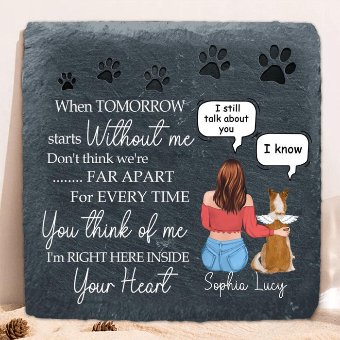 Custom Personalized Memorial Dog Conversation Square Lithograph - Remembrance Stones Gift Idea For Dog Lover - I'm Right Here Inside Your Heart