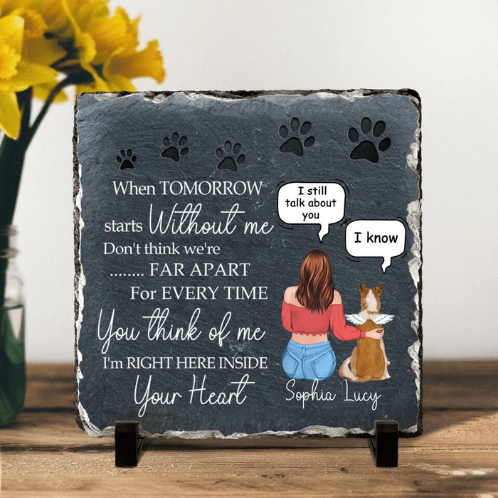 Custom Personalized Memorial Dog Conversation Square Lithograph - Remembrance Stones Gift Idea For Dog Lover - I'm Right Here Inside Your Heart